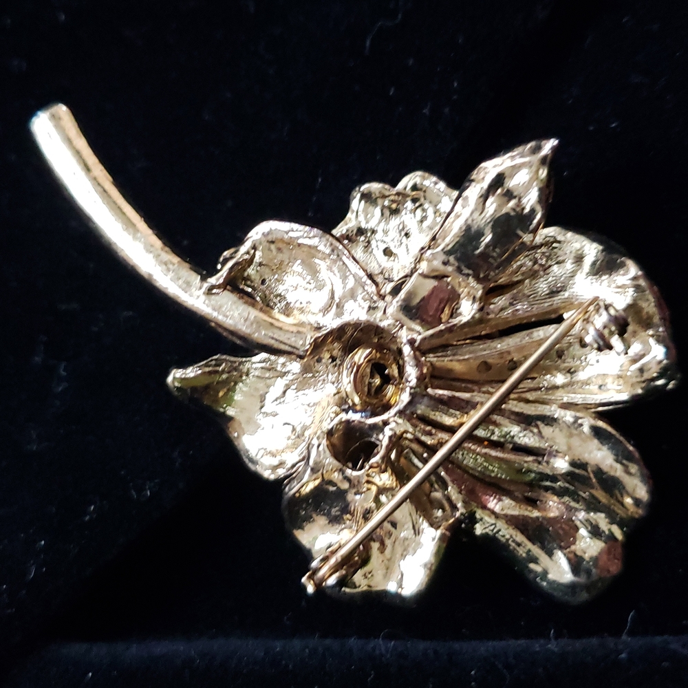 VTG Stunning Rose multicolor Rhinestone Brooch, - Picture 5 of 10